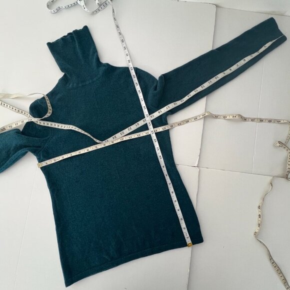 Lord & Taylor 100% Cashmere Green/Blue Turtleneck Sweater Sz XS *No Size Label* - Picture 11 of 11